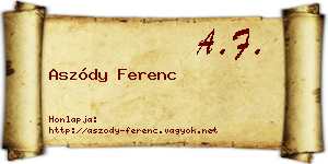 Aszódy Ferenc névjegykártya