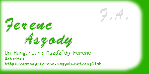 ferenc aszody business card